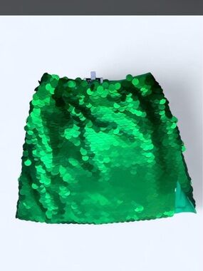 & Other Stories Emerald Green Sequin Mini Skirt